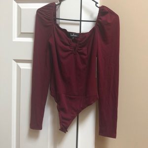 Long sleeve thong bodysuit